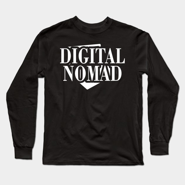 Minimalist Digital Nomad Typography Design Long Sleeve T-Shirt by StreetDesigns